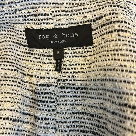 Rag & Bone Ames Deconstructed Tweed Cotton Blazer in Black and White Sz6 - Picture 10 of 11